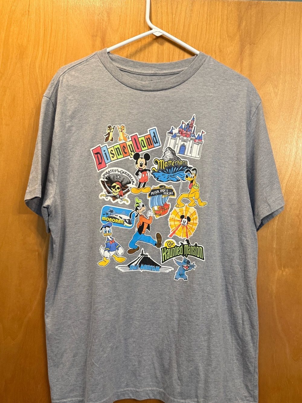 Disneyland Gray Graphic Tee Featuring Classic Characters